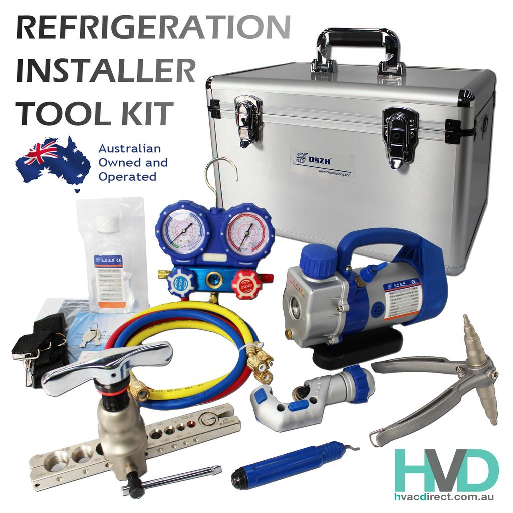 Refrigeration installer Tool Kit Vacuum Pump, Manifold, Flaring Tool